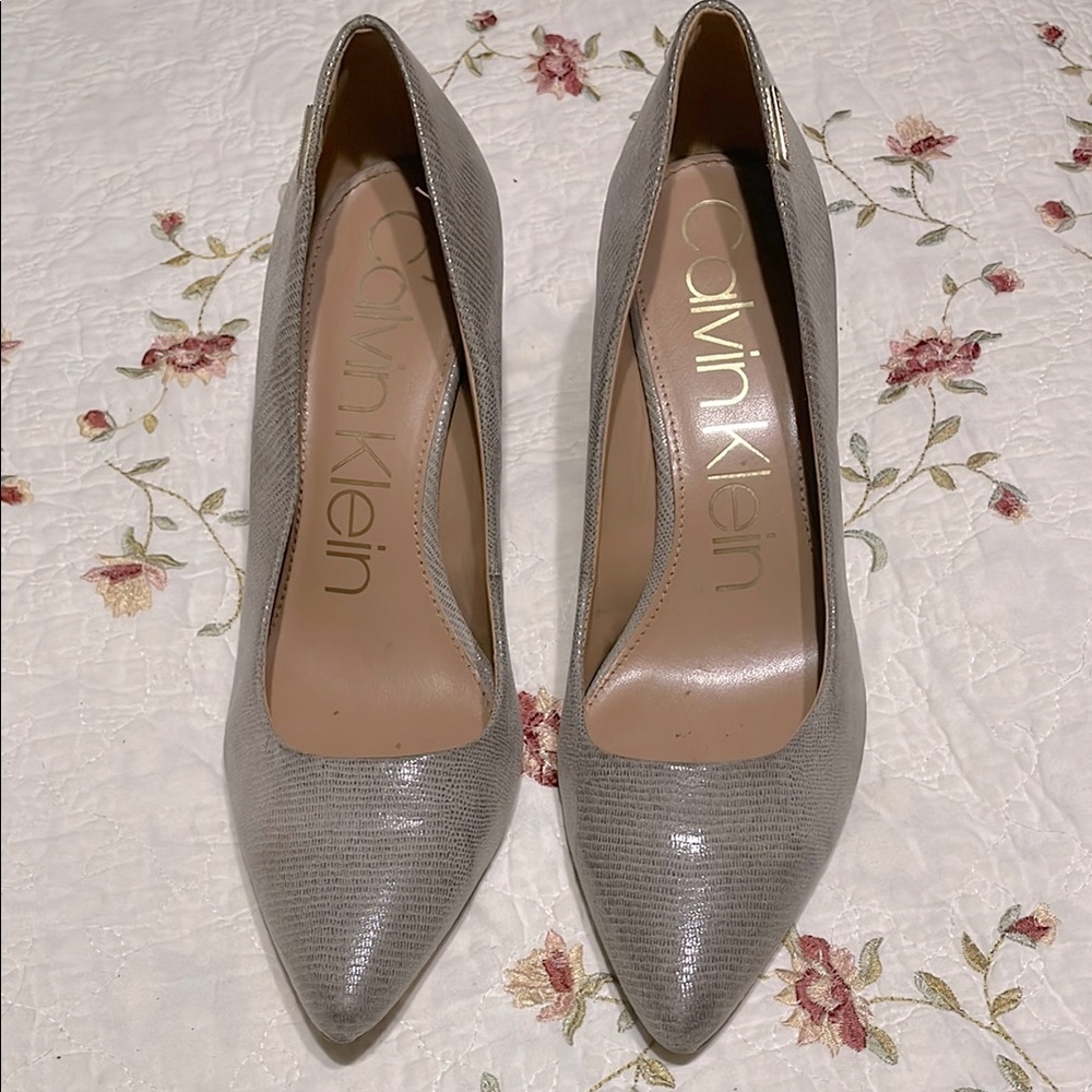 Calvin Klein dark beige/light gray Heels Classic Pointed-Toe Pumps